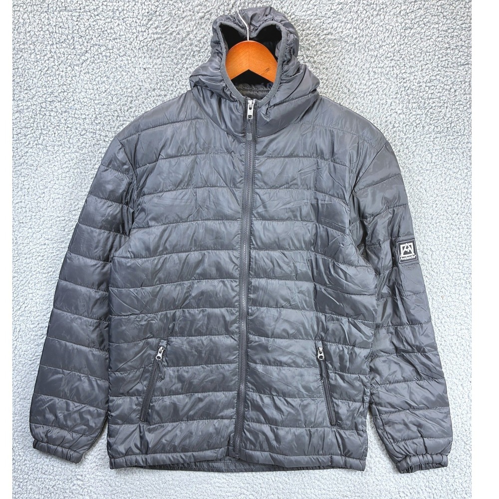 Avalanche Lightweight Puffer Jacket Mens M Gray Quilted Hooded Outdoor Casual